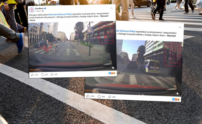 Kontrowersyjne nagranie z Warszawy. Radiowóz minął auta stojące przed pasami, policja sprawdza film