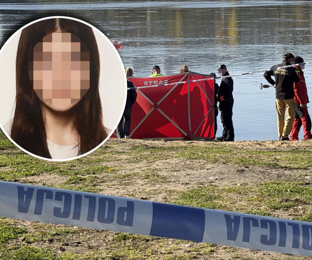 Służby nad Wisłą przy czerwonym parawanie. Na miniaturze zamazana twarz Roksany. O sprawie przeczytasz w VOX FM.