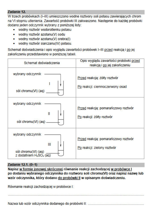 Matura rozszerzona 2022 chemia - arkusz PDF