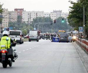 Warszawa. Motocykl spłonął na ulicy Broniewskiego