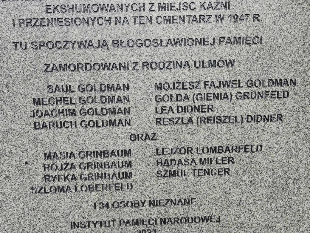  Żydzi zamordowani z Rodzina Ulmów spoczęli w Jagielle 