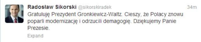 Sikorski tweet