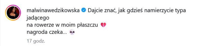 Malwina Wędzikowska ruszyła w pościg za złodziejem. Rower wygrał z nogami!