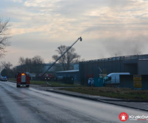 Pożar nad Drwiną w Krakowie