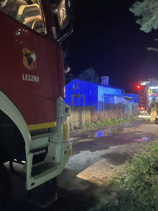 Duże straty po pożarze altany w Lesznie. Ogień wybuchł w środku nocy