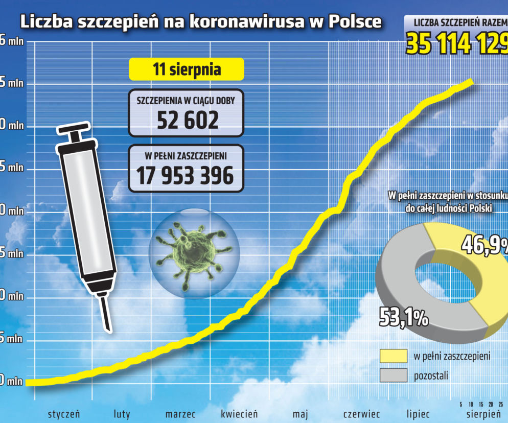 wykres szczepień CMS 11 8 2021