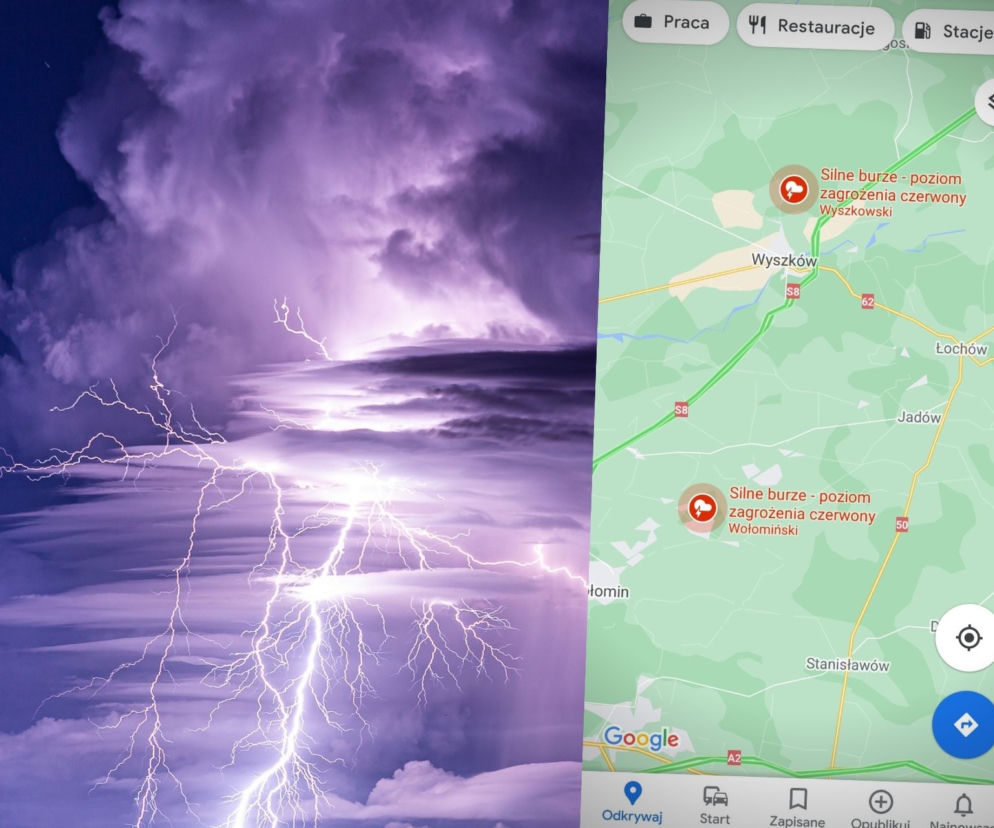 Google Maps: Burze nad Polską zaznaczone w aplikacji