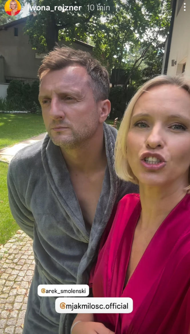 M jak miłość nowy sezon. Dorota (Iwona Rejzner), Bartek (Arkadiusz Smoleński) na planie