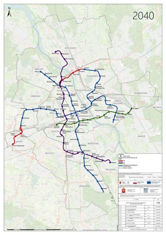 Plany rozbudowy sieci metra warszawskiego do 2040 r.