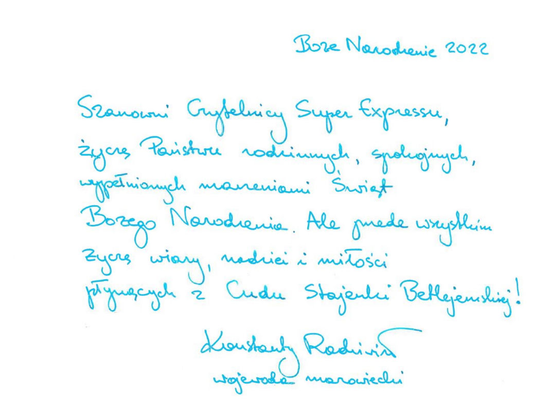 Wojewoda Radziwiłł życzył Czytelnikom Super Expressu tak: