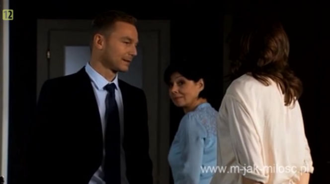 M jak miłość. Andrzej (Krystian Wieczorek), Sonia (Marta Król), Wanda (Maria Rybarczyk)