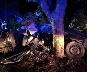 Tragiczny wypadek pod Braniewem. Audi wbiło się w drzewo. Nie żyje 19-latek [ZDJĘCIA]
