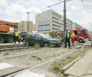 Wypadek na skrzyżowaniu Grójeckiej z Wawelską