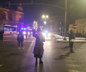 Strajk Kobiet w Gdańsku 1.02.2021. Blokada Huciska przez protestujących