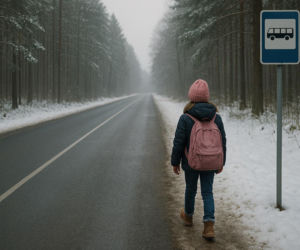 Zapłakana dziewczynka szła wzdłuż szosy. Reakcja policjanta chwyta za serce!