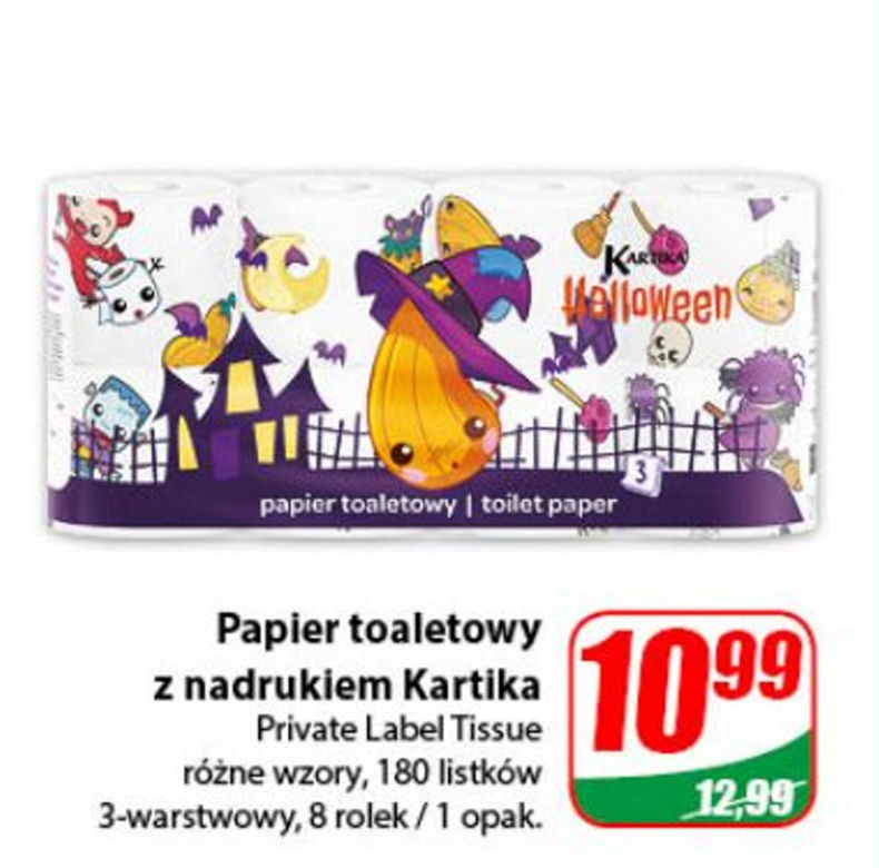 3-warstwowy papier toaletowy z nadrukiem Kartika 8 rolek za 10,99 zł
