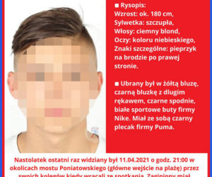 Zaginął 15-latek z Warszawy. Ostatni raz był widziany niedaleko Mostu Poniatowskiego