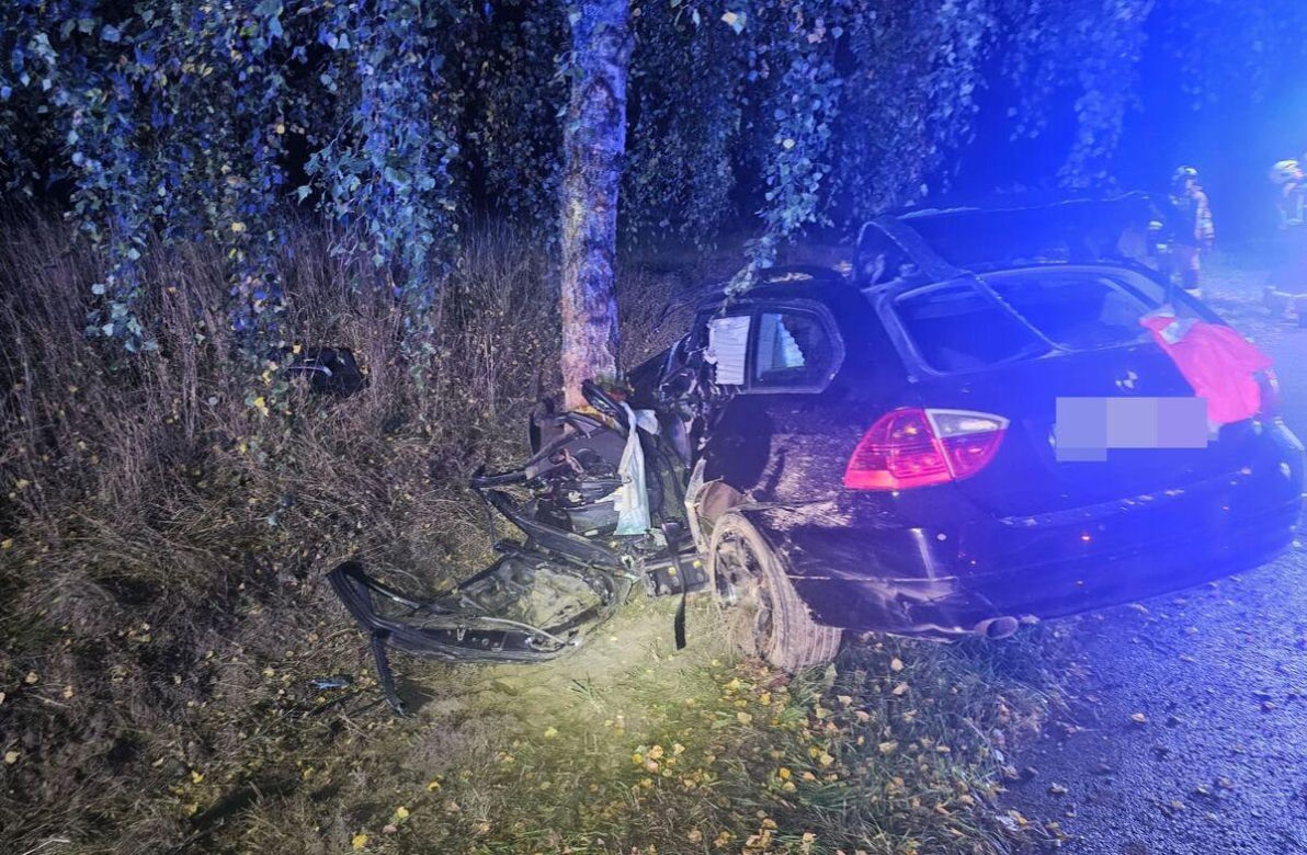 18-latek w BMW roztrzaskał się na drzewie. "Stracił panowanie nad pojazdem"