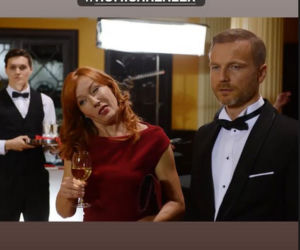 Komisarz Alex. Krystian Wieczorek (Piotr Górski), Magdalena Walach (Lucyna) na planie