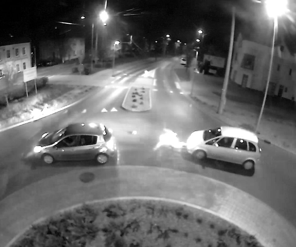 Pijany rowerzysta wleciał pod prąd na rondo w Lesznie