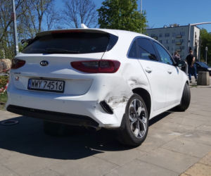 Wypadek na rondzie Schumana w Warszawie