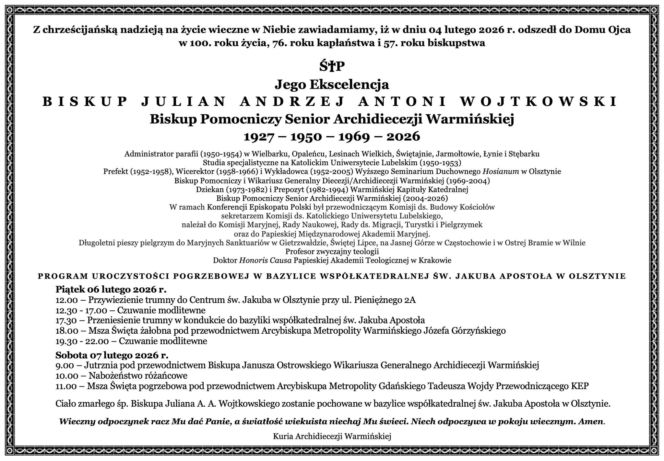 Nekrolog bp Juliana Wojtkowskiego