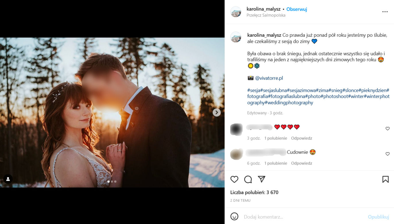 Sesja ślubna Karoliny Małysz