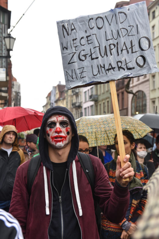Tak wyglądał protest "Zakończyć plandemię" w Toruniu