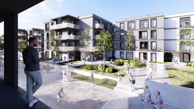 Wizualizacja nowego osiedla w dzielnicy Tłoki