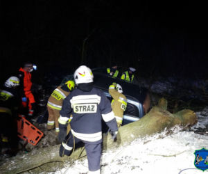 Śmiertelny wypadek Trzebczu Szlacheckim. Nie żyje 37-letni kierowca, który nie miał prawa jazdy