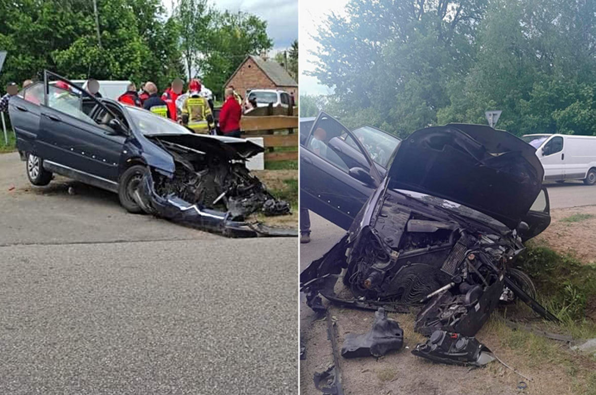 Makabra pod Makowem Mazowieckim! Pijany kierowca zmasakrował citroena [ZDJĘCIA].