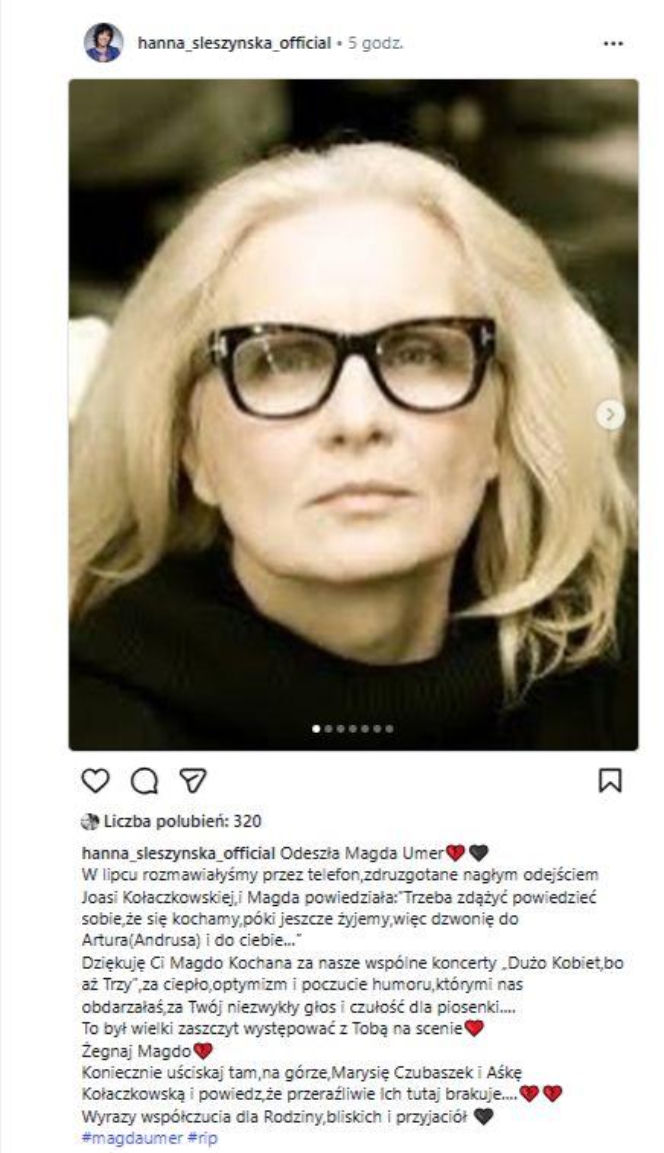 Magda Umer żegnana przez świat artystyczny