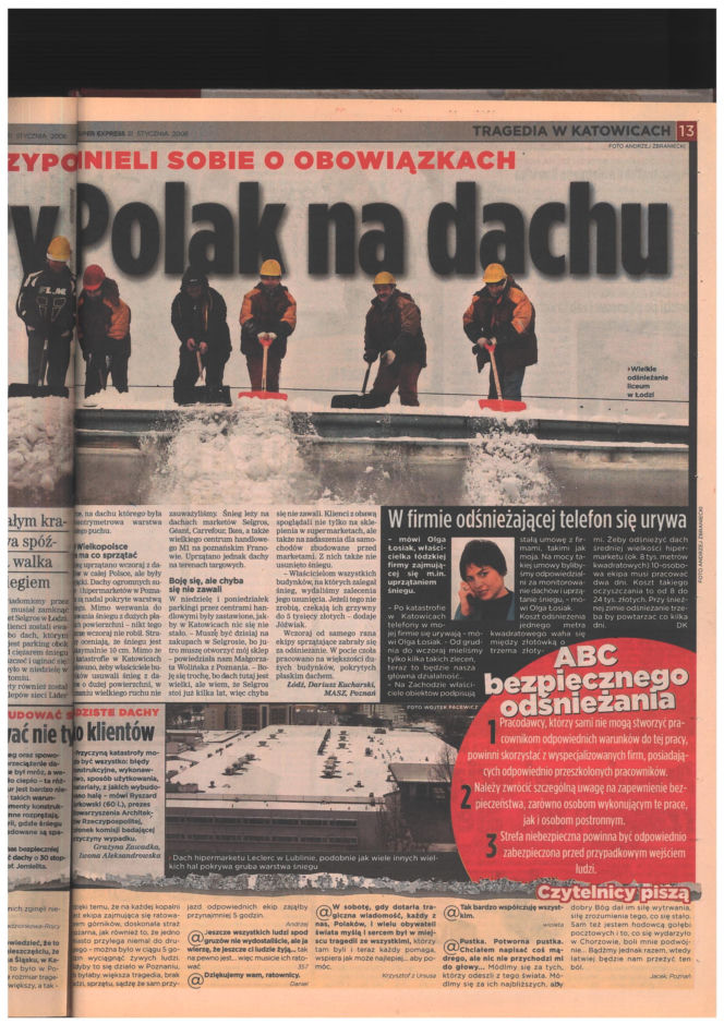 Katastrofa hali MTK w Katowicach. Materiały archiwalne