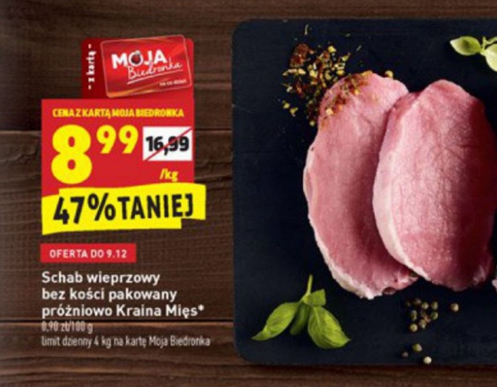 schab wieprzowy bez kości 8,99 zł/kg