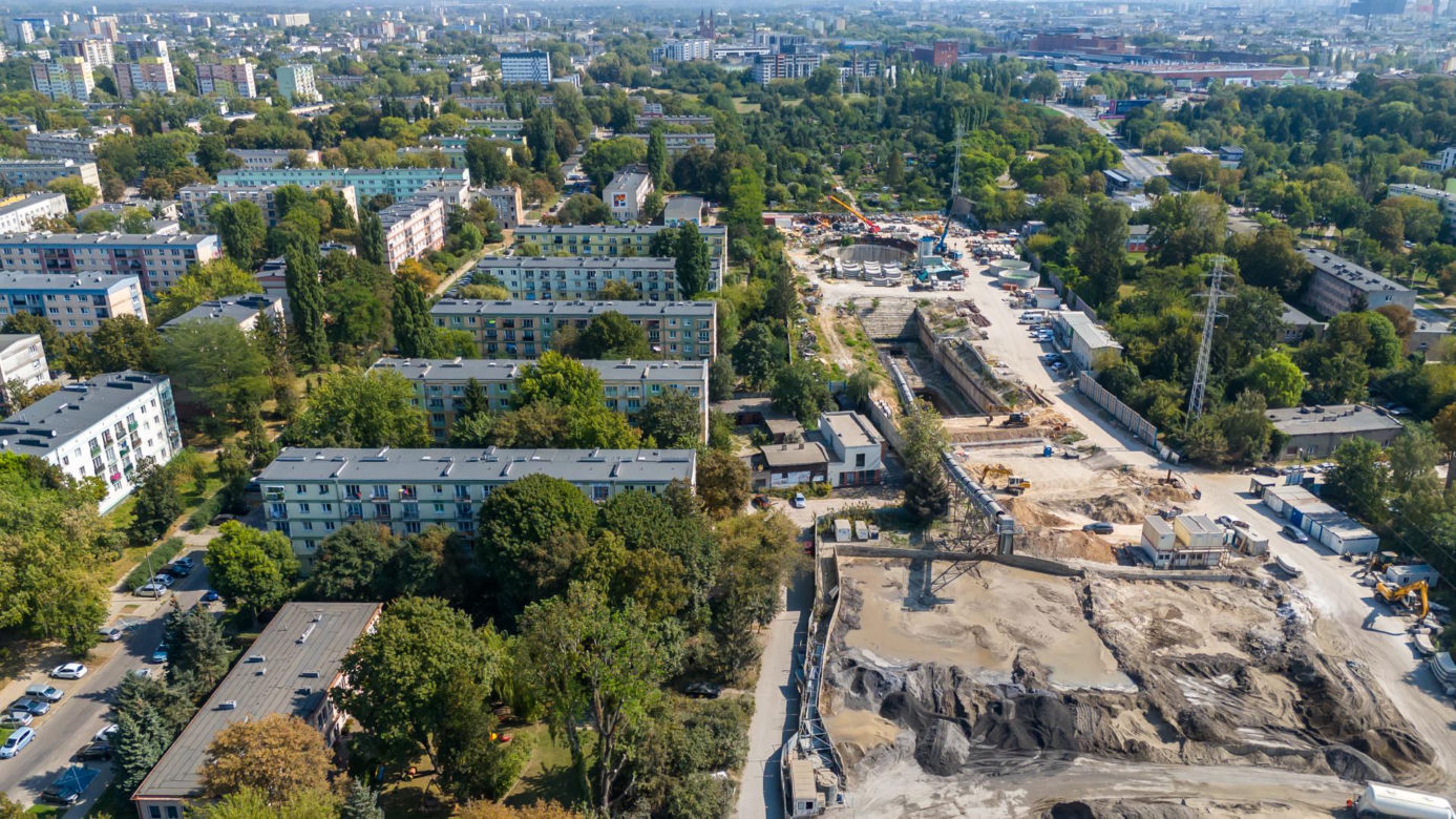 To miejsce, gdzie tunel drąży tarcza Faustyna. 
