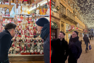 Biedroń i Śmiszek relaksowali się na świątecznym jarmarku. Spacer i okazja do zakupu prezentów [ZDJĘCIA]