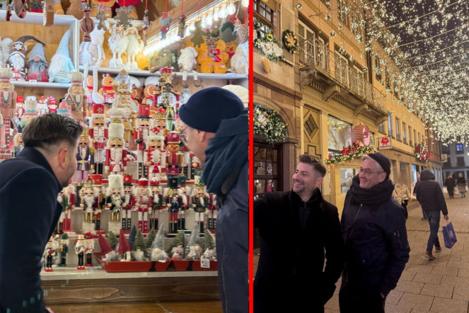 Biedroń i Śmiszek relaksowali się na świątecznym jarmarku. Spacer i okazja do zakupu prezentów [ZDJĘCIA]