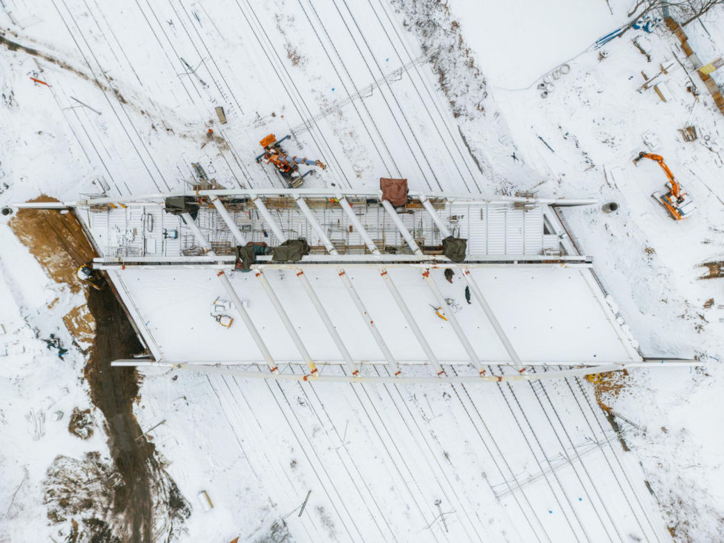Budowa wiaduktu nad linia kolejową w Sosnowcu