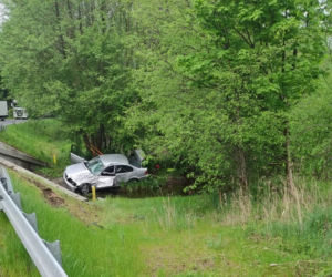 BMW wpadło do rzeki! Jedna osoba w szpitalu. Niebezpieczny wypadek koło Wągrowca