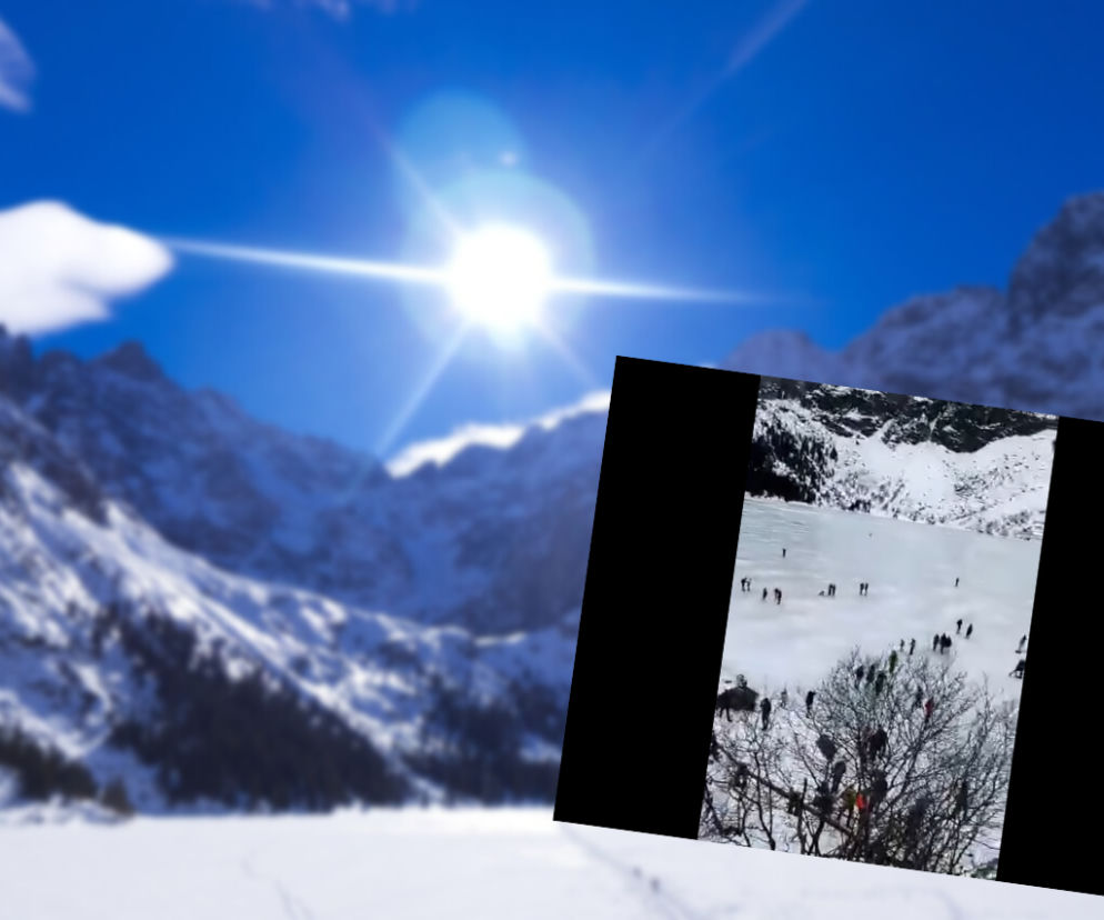 Morskie Oko: turyści spacerują po tafli