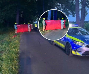 16-latek roztrzaskał się motocyklem na drzewie. Czerwony parawan w miejscu wypadku łamie serce