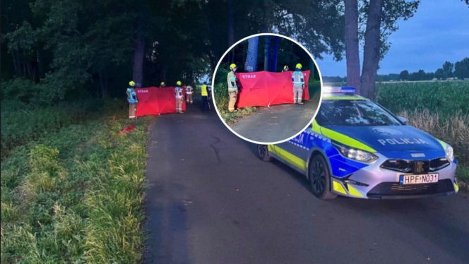 16-latek roztrzaskał się motocyklem na drzewie. Czerwony parawan w miejscu wypadku łamie serce