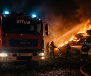 Pożar pod Szczecinem. Płonęło złomowisko w Stobnie