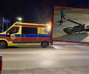 17-latek bez kasku uderzył w znak hulajnogą. Na ratunek leciał śmigłowiec LPR