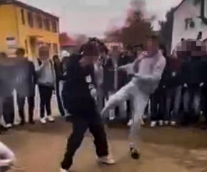 Uczniowie urządzili sobie „ustawkę” pod szkołą! Bójka na oczach tłumu. Nagrania trafiły do sieci