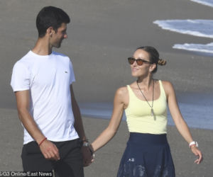 Novak Djoković na plaży z żoną Jeleną