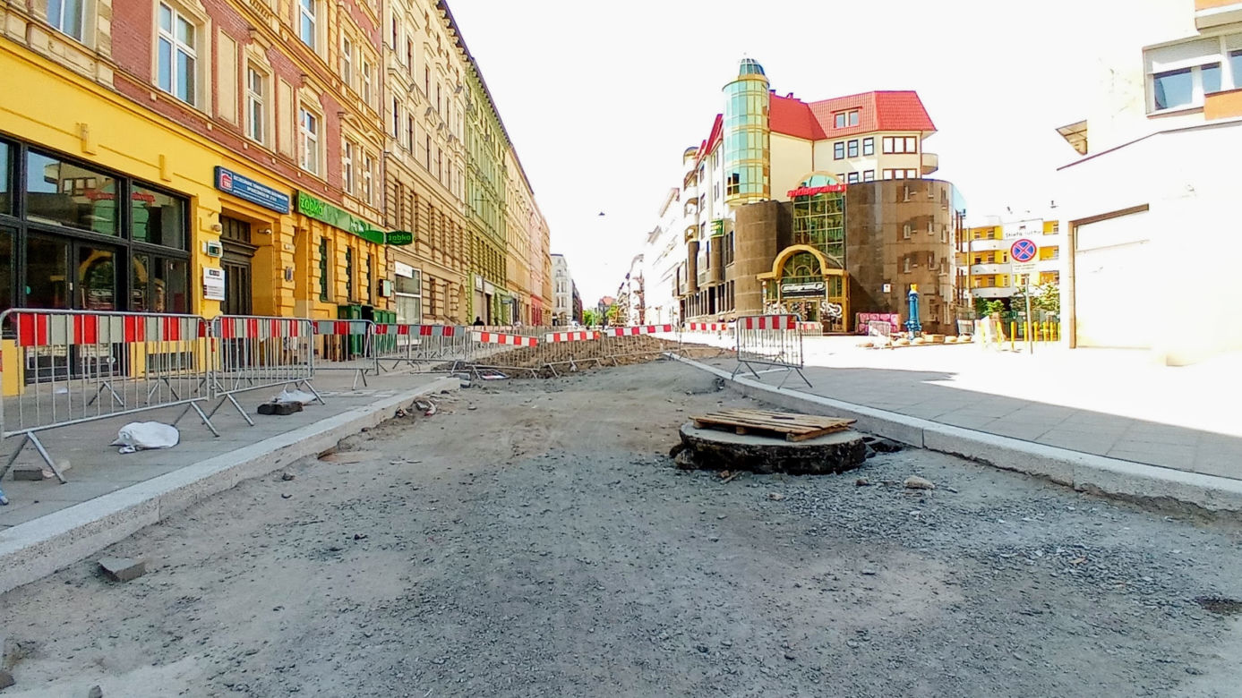 Przebudowa ulic w centrum Szczecina - maj 2020