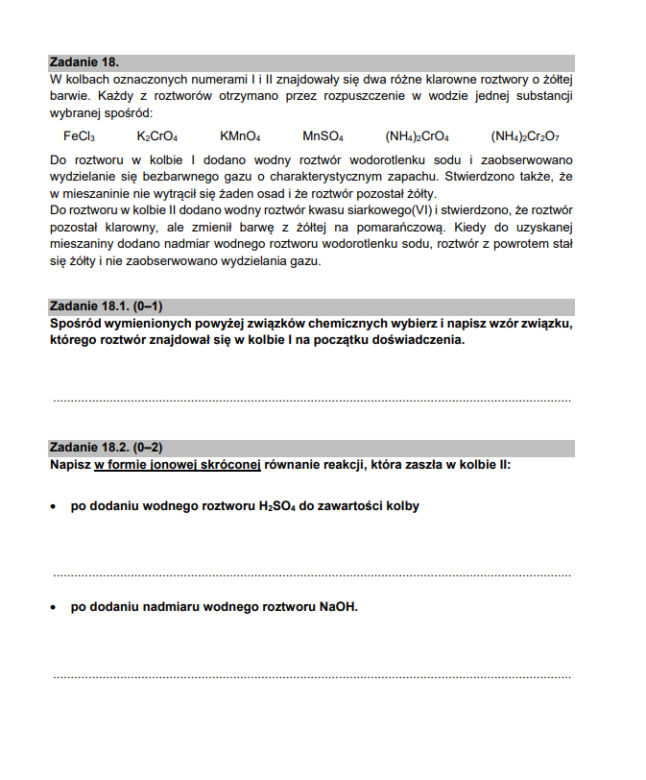Matura z chemii 2021 - arkusz PDF
