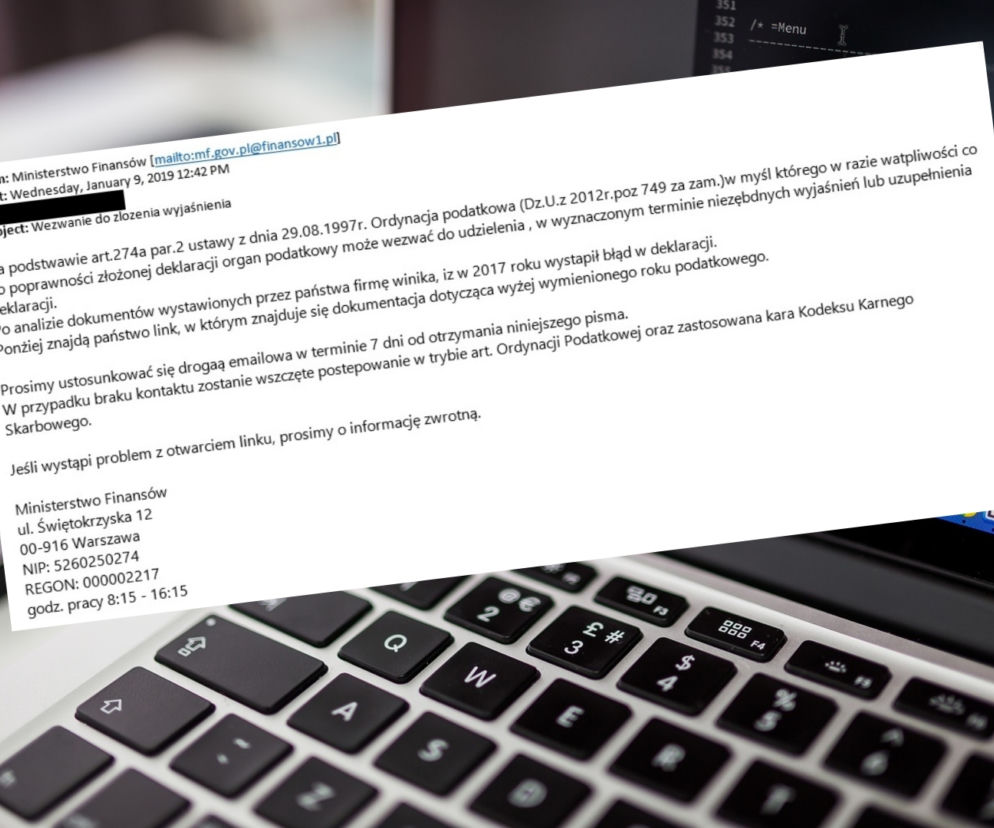 Dostałeś mail ws. deklaracji podatkowej? Uważaj, to oszustwo!