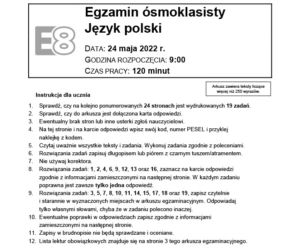 Egzamin ośmoklasisty 2022 - język polski. Arkusz, zadania